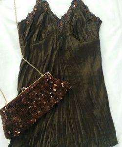 Rhinestone tank-top with small purse